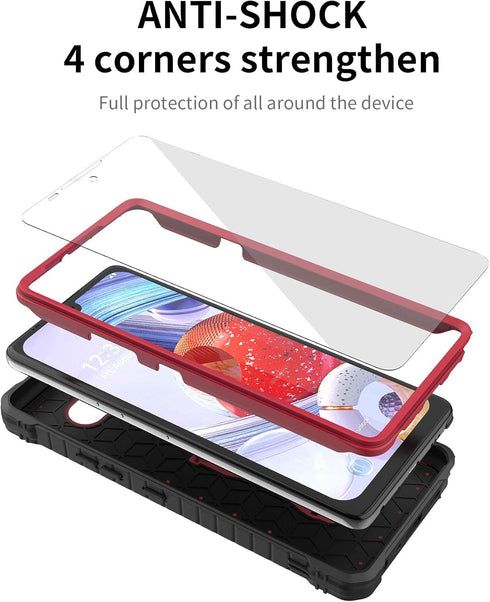 DUOPAL for LG Stylo 6 & LG K71 Case, Military Grade Protection Shockproof Case with Tempered Glass HD Screen Protector and Kickstand Compatible wi...