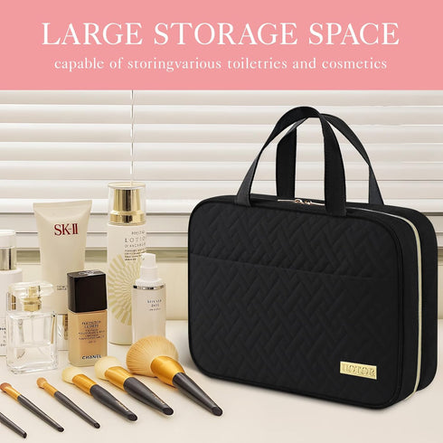 HOTOR Travel Toiletry Bag - Toiletry Bag w/Hanging Hook - Spacious Toiletry Bag for Women & Men, Makeup Bag/Big Comparment, Waterproof for Travel ...