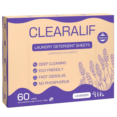 CLEARALIF Laundry Detergent Sheets, Up to 60 Loads, Fresh Lavender, liquidless, Eco-Friendly, Zero Waste, Save Space, Travel Laundry Strips for HE...