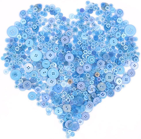 Swpeet 650 Pieces Assorted Sizes Resin Buttons 2 and 4 Holes Round Craft Buttons for Sewing DIY Crafts Children's Manual Button Painting (Light Bl...