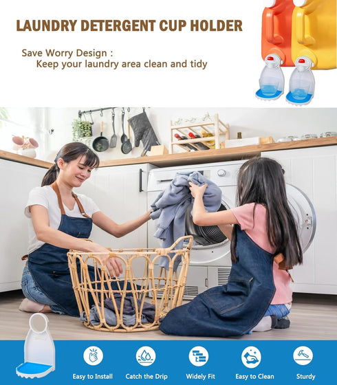 WEYICHUANG Laundry Detergent Drip Catcher, Laundry Detergent Cup Holder,Fabric Softener Gadget Cup Holder,Tidy Laundry Room,No More Mess or Leaks(...