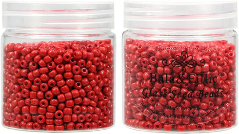 Bala&Fillic Red Color 4mm Glass Seed Beads About 1400pcs in Box 6/0 Glass Craft Seed Beads for Jewelry Making (Red)...