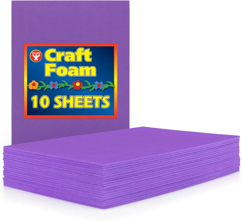Hygloss Sheets Colorful Foam for DIY Arts & Craft, 12” x 18”, Purple, 10 Piece...