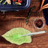 Green Spoon Rest Spoon Holder for Stove Top Kitchen Counter with Wooden Spoon, Farmhouse Decor Leaf Shape Spatula Holder Ceramic, 5.1 W x 7.5 L...
