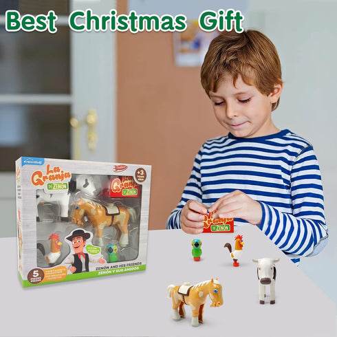 TOYMAKER La Granja de Zenon Bartolito Vaca Lola Farm Animal Dolls Toys for Ages 2-4 Building Block Figures Set with Spanish Music Box as Birthday ...