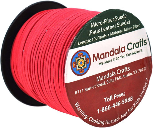 Mandala Crafts Faux Suede Cords Indian Red Leather Cords for Jewelry Making - 2.65mm Leather Laces Leather Strips Flat Vegan Leather Strings for D...