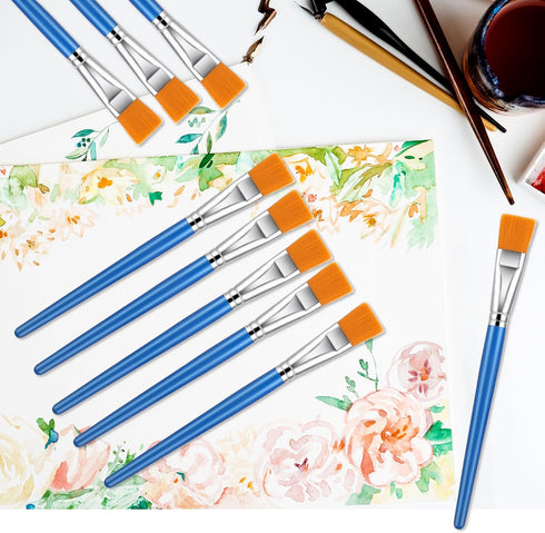 20 Pcs Flat Paint Brushes for Acrylic Painting, 1 Inch Art Paint Brushes Artist Painting Brush for Acrylic Watercolor Oil Detail Painting...