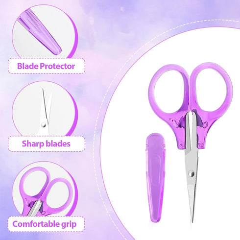2 PCS Small Scissors All Purpose Kid Scissors with Protective Cover Mini Craft Scissors Precision Straight Fine Tips Design for Scrapbooking Paper...