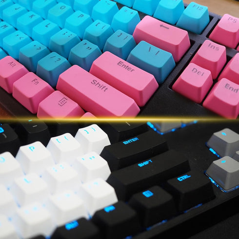 MECCANIXITY 104 Keys Pudding Keycaps Set OEM Profile 60 Percent ABS for Mechanical Keyboard Layout, Purple & Pink Double Shot...