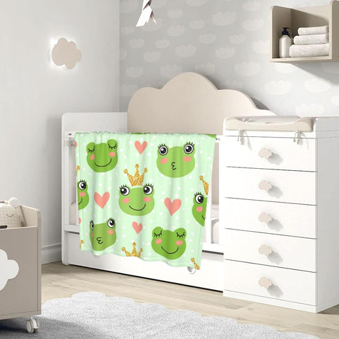 Cute Frogs Prince Baby Blankets Soft Warm Fuzzy Plush Bed Throw Blanket for Newborn Infant Toddler Girls Boys Kids, 30"X40"...