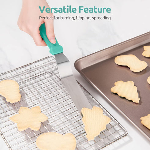 Icing Spatula, U-Taste Offset Spatula Set with 6", 8", 10" Blade, 18/0 Stainless Steel with PP Plastic Handle Angled Cake Decorating Frosting Spat...
