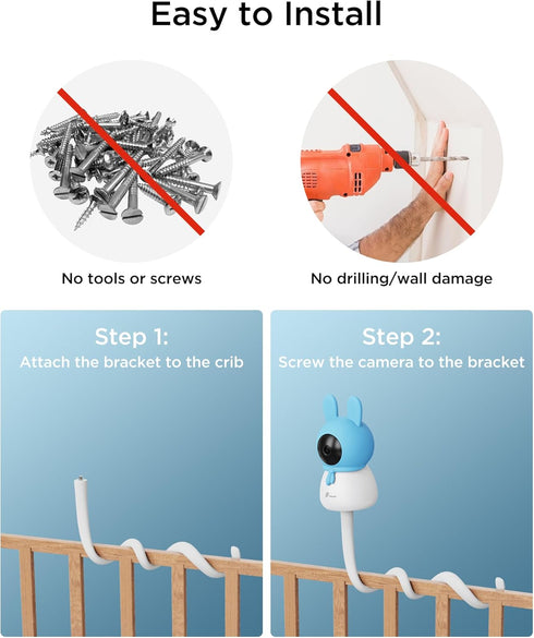 Baby Monitor Mount Smart Baby Monitor, 17 Inch Flexible Versatile Twist Baby Camera Mount for Cameras with 1/4 Threaded Holes, No Tools or Wall Da...