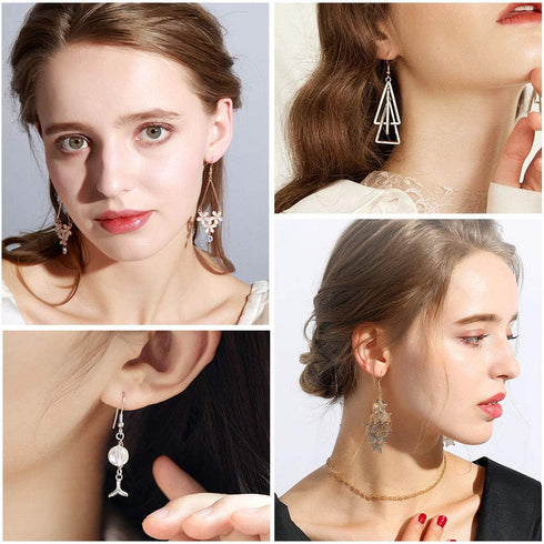 Earrings Hooks for Jewelry Making, Anezus 2000Pcs Earring Making Supplies Kit with Fish Hook Earrings, Earring Cards, Jewelry Plier, Earring Backs...