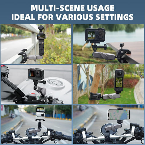 Pocket 3 Camera Bike Mount Clamp Motorcycle Handle Holder Aluminum for Insta360 X4 X3 X2 Ace Pro Go 3S, for DJI Osmo Pocket 3 2 Mobile 6 4 Action ...