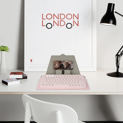 Geekria Compact Keyboard Case, Vegan Leather Travel Case, with Phone and Tablet Holder, Compatible with Logitech K380/Pebble Keys 2 K380s, Magic K...