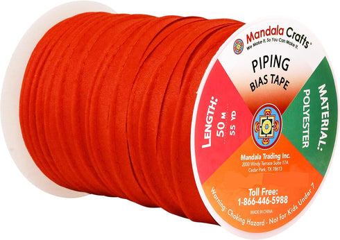 Mandala Crafts Red Maxi Piping Bias Tape with Welting Cord - 1/2 Inch Upholstery Piping Trim for Sewing, Cushions, Slipcovers, and DIY Decor - 55 ...