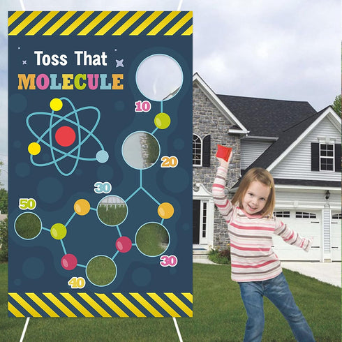 Science Toss Games Banner Backdrop Chemistry Toss that Molecule Theme Decor Decorations for School Science Laboratory Lab Science Classroom Boy Gi...