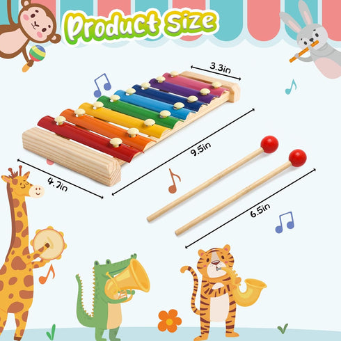 LovesTown Wooden Xylophone for Kids, Children Xylophone Toy with 2 Child Safe Mallets 8 Diatonic Keys Musical Instruments for Toddlers 1-3...