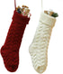 Set of 2 Crochet Knitted Christmas Stockings Large 46CM Red White Cable Knit Christmas Stockings Hanging Decorations for Home New Year Party Xmas ...