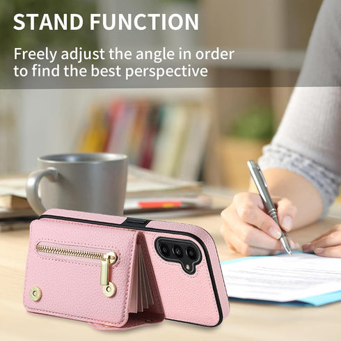 Asuwish Phone Case for Samsung Galaxy A25 5G Zipper Wallet Cover with Tempered Glass Screen Protector and Card Holder Slot Shoulder Crossbody Stra...