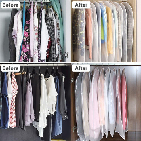 Thipoten Garment Bags, Set of 5 Lightweight 33 Inch Suit Bags with Full Stainless Steel Zipper, Garment Bags for Storage/Closet/Travel (Translucen...
