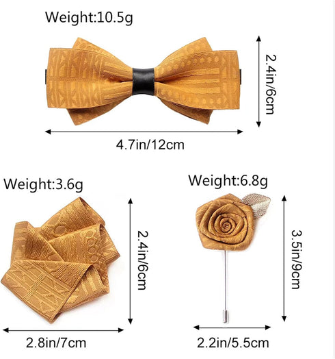 Bow Tie and Pocket Square Lapel pin Set for Wedding Formal(total 3 Pieces)...