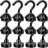 Neosmuk Black Magnetic Hooks,Heavy Duty Earth Magnets with Hook for Refrigerator, Extra Strong Cruise Hook for Hanging, Magnetic Hanger for Curtai...