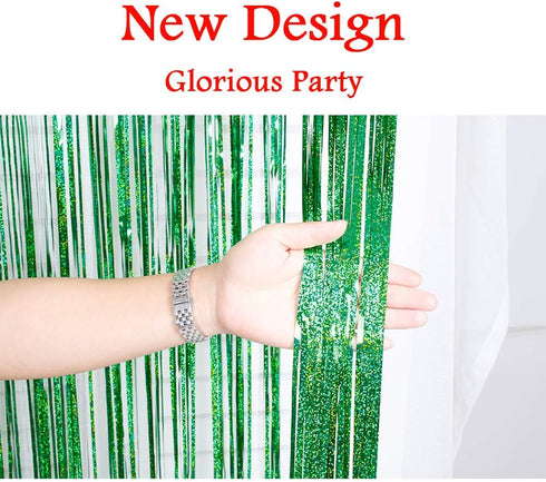 Iridescent Foil Fringe Curtains Rainforest Jungle Theme Party Supplies Birthday Wedding Party Window Door Decorations Fun Photo Booth Backdrop Pro...