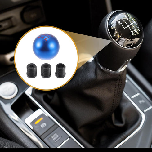 1 Set 5cm Universal Shift Knob - Car Gear Shifter Knob Round Ball with 3 Adapter for 5 Speed Manual Transmission Vehicle - Aluminum Alloy Blue...