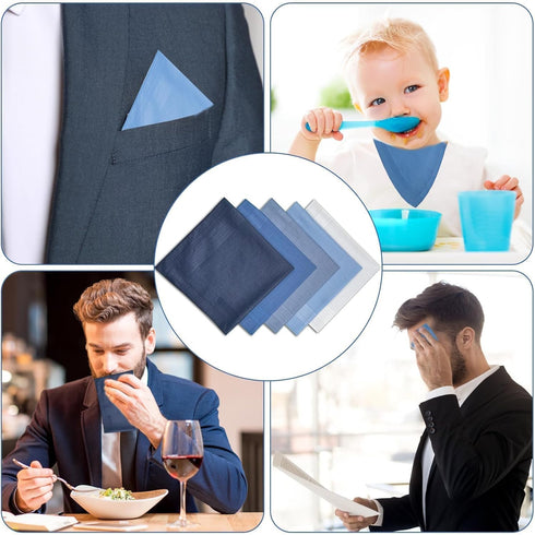 15.7" Cotton Navy Blue Pocket Squares for Men, Machine Wash Soft Gentlemen Handkerchiefs Hankie for Formal Daily Use...