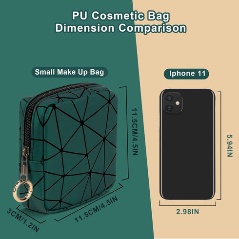 4.5" Small Makeup Bag for Women, Mini Cosmetics Bag for Purse, Portable Makeup Pouch with Zipper for Girls (Green, Small)...