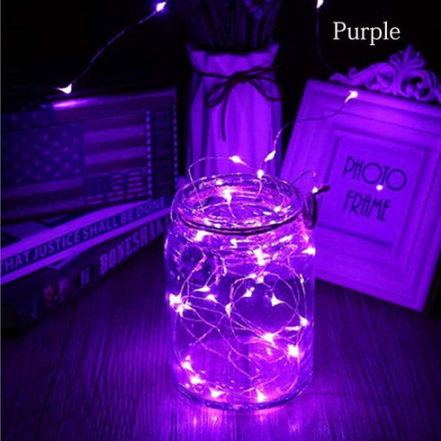 VOOKRY 8 Pack 30 Led Fairy Lights Battery Operated String Lights - 10 ft Purple Waterproof Silver Wire Starry Firefly Moon Lights for DIY Wedding ...