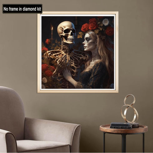 Diymood Paint by Numbers for Adults Skeleton Bride, DIY Oil Painting Roses Acrylic Paint by Number Kits for Kids Adults Beginner for Home Wall Dec...