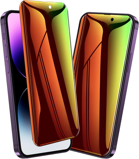 Fotbor for iPhone 14 Pro Max Privacy Screen Protector, 2 Pack Colorful Gradient Anti-Spy Anti-Blue Light Eye Protection Full Adhesive Flexible Fil...