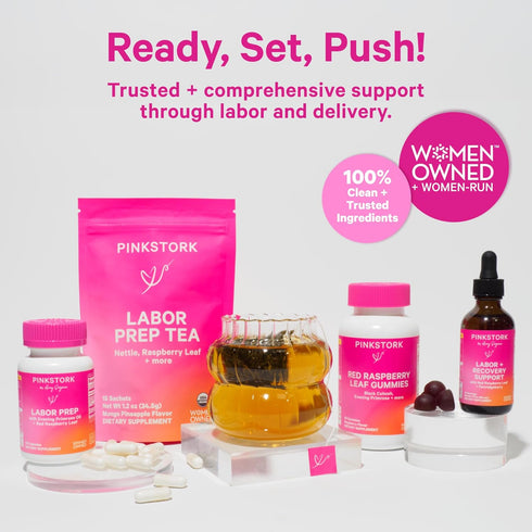 Pink Stork Labor Prep Tea, Organic Red Raspberry Leaf with Chamomile and Rosehip, Caffeine-Free, Pregnancy Must Haves, Labor and Delivery Essentia...