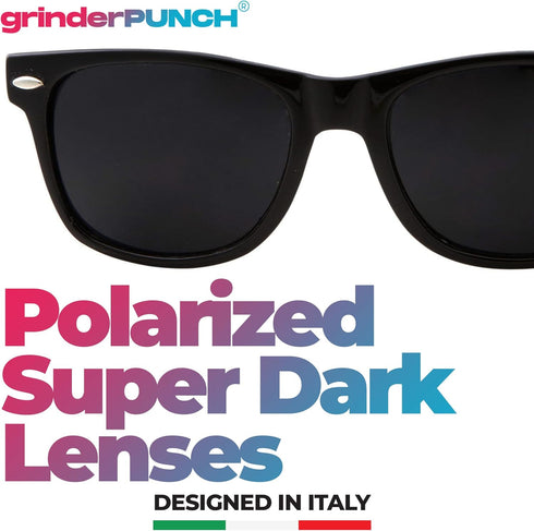grinderPUNCH Super Dark Black Lens Men's Sunglasses Retro Classic 80's Stylish Trendy Shades...
