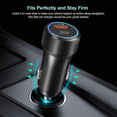USB Car Charger Adapter, Bangfun 36W/12V USB C Car Charger Dual Port QC&PD3.0 Fast Charging Cigarette Lighter USB Charger Plug for iPhone 15 14 13...