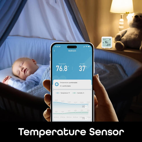Geeni Smart Temperature and Humidity Monitor Sensor - Indoor Wireless WiFi Thermometer Hygrometer for House, Alexa, Google Home App Controlled, Ba...
