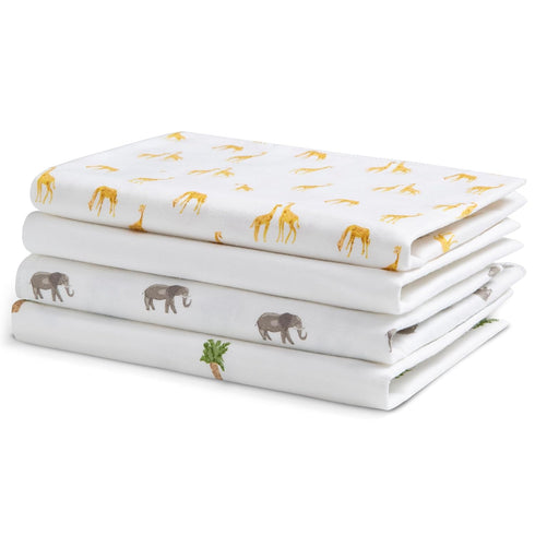 Delta Children 100% Cotton Flannel Baby Receiving Blankets for Girls and Boys – 30x30 Inches (Pack of 4), Safari Friends...