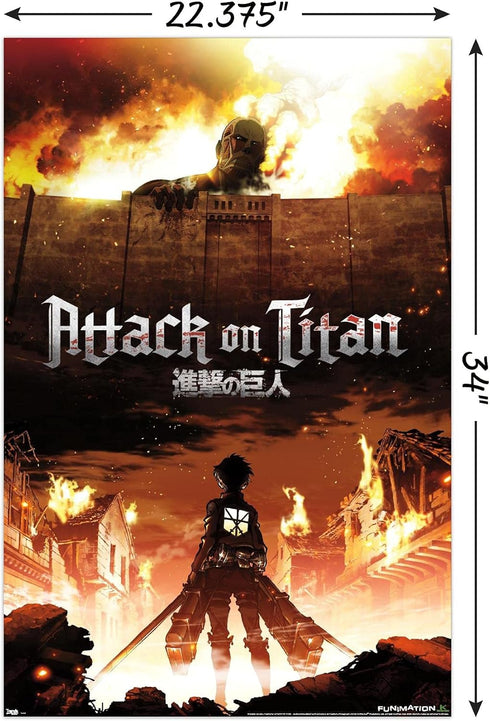 Trends International Attack on Titan - Fire Wall Poster, 22.375" x 34", Unframed Version...