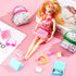 20 Pieces Doll Backpack Set Dollhouse School Accessories Doll Travel Supplies Include Mini Laptop Scene Simulation Backpack Bag with Zipper Mini H...