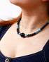 Lava Stone/Black Obsidian Choker Necklaces Created Turquoise Women Mens Strand Crystal Necklace for Meditation or Yoga...