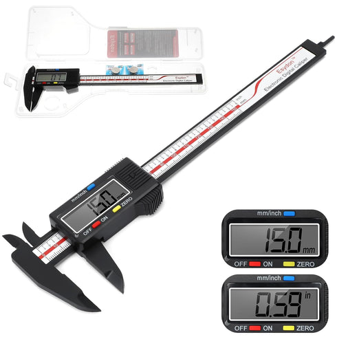 Digital Caliper, Esydon Upgraded Calipers 6 inch, Measuring Tool, Electronic Ruler, with Large LCD Screen, Auto-Off Feature, Inch and Millimeter C...