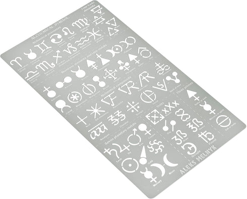 Aleks Melnyk No.398 Metal Stencil, Alchemical symbols, Small Stencil, 1 PC, Template for Wood Burning, Engraving, Crafting, Scrapbook...