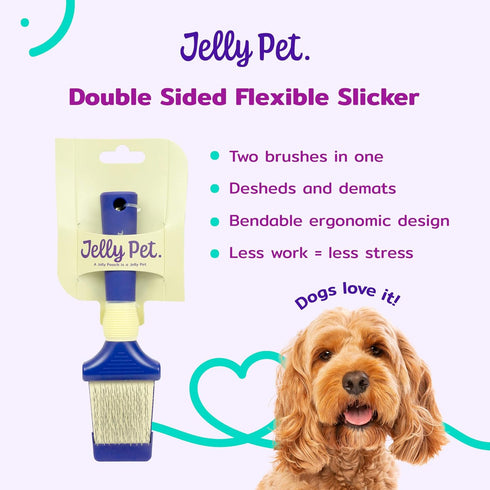 Double Sided Dog Slicker Brush, Longer Pins, Flexible Head, Fine/Coarse Sides, Removes Unwanted Tangles, Small, Purple...