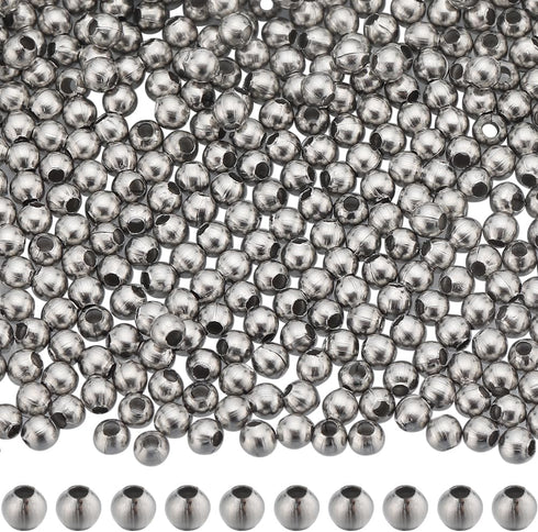 SUNNYCLUE 1 Box 3000Pcs Stainless Steel Beads Bulk 2mm Tiny Mini Round Bead Spacers Ball Beads Crimp Beads Seamed Rondelle Loose Spacer Beads for ...