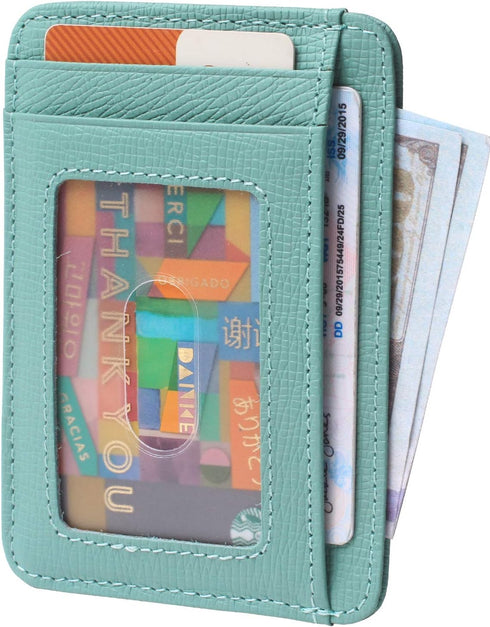 Borgasets Slim Wallet for Men Women Minimalist Thin Travel Front Pocket Genuine Leather Credit Card Holder with RFID Blocking...