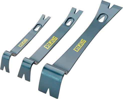 ESTWING 3-Piece Pry Bar Set - 5.5", 7.5" & 10" Nail Pullers with Wide, Thin Blades & Forged Steel Construction - PB3PC, Blue...