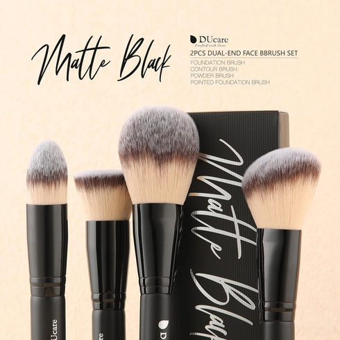 DUcare Makeup Brushes Duo End Foundation Contour Powder and Buffer Brush Bronzer Double Makeup Brush Set 2Pcs black...