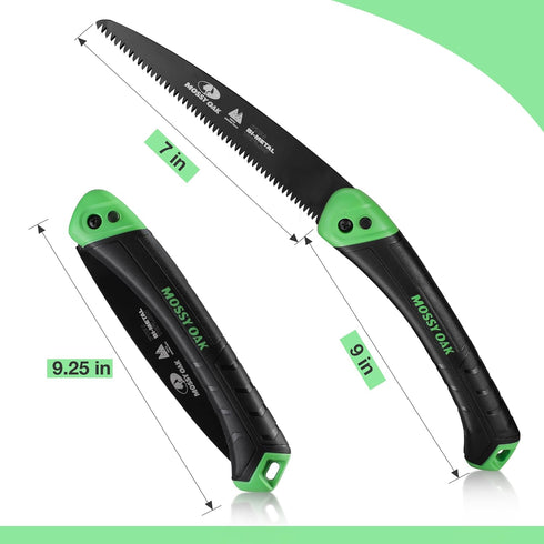 MOSSY OAK Folding Saw - 7 Inch Pruning Hand Saw with Pouch, D6A & M2 Bimetal Saw Blade, Hunting Saw Foldable for Deer, Tree, Wood, and Limb Cuttin...